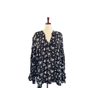 Torrid Black and White Floral Blouse